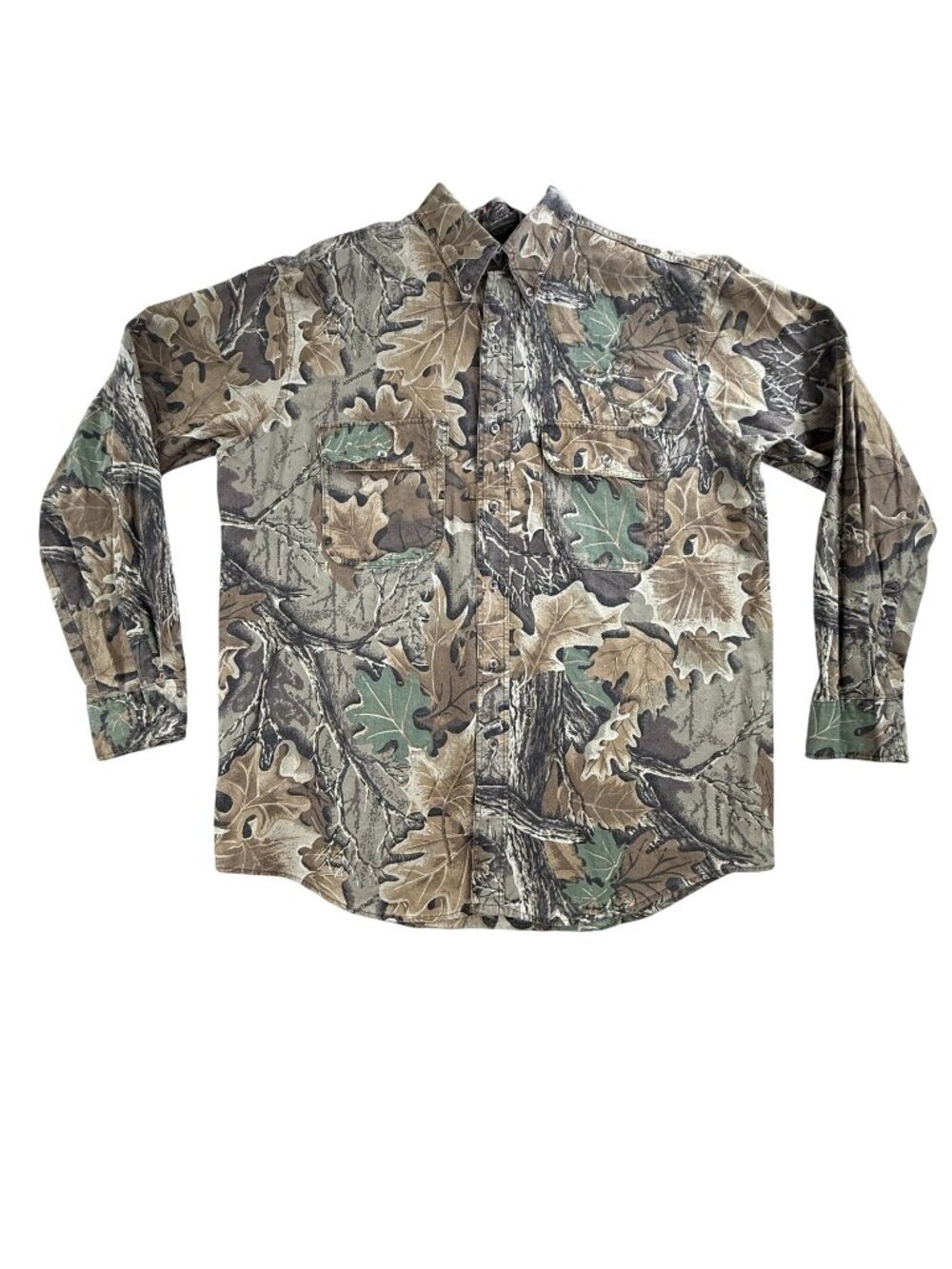 Spartan Shirt Mens Large Brown Realtree Camo Button Up Long Sleeve USA Hunting
